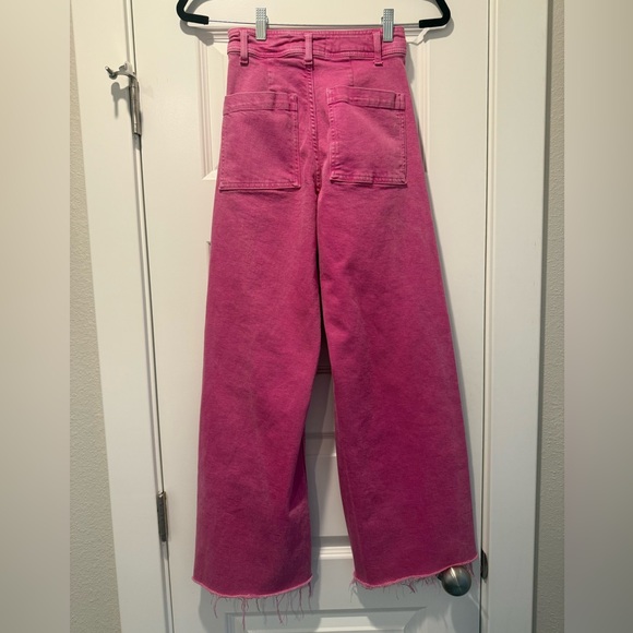 ZARA | Marine Sailor Wide Leg Jeans Pants Denim in Pink | SIZE 0 - Picture 7 of 8